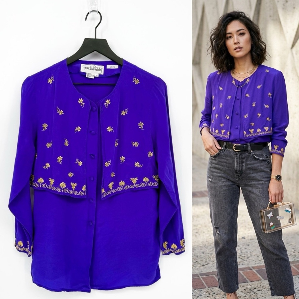Vintage Diane Von Furstenberg 100% Silk The Pines N. Collins Vintage Blouse XS - Picture 2 of 11